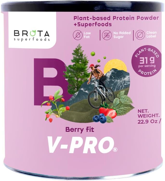 Poudre de protéines végétaliennes - Protéine végétale pour stimuler l'énergie et les muscles - Shake propre dans le mélange de baies