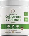 Colostrum et poudre de collagène alimentés à l'herbe , santé des cheveux, de la peau et soutien articulaire Nouvelle-Zélande Bovin Colostrum, peptides de collagène hydrolysés, biotin 300mcg , 28 portions