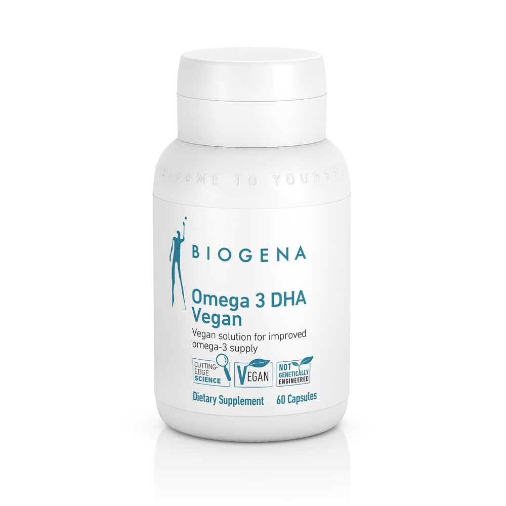 Biogena Omega 3 DHA Vegan: Plant Based Supplement from Algae Oil for Improved Omega-3 Supply (60 Capsules – one a Day)