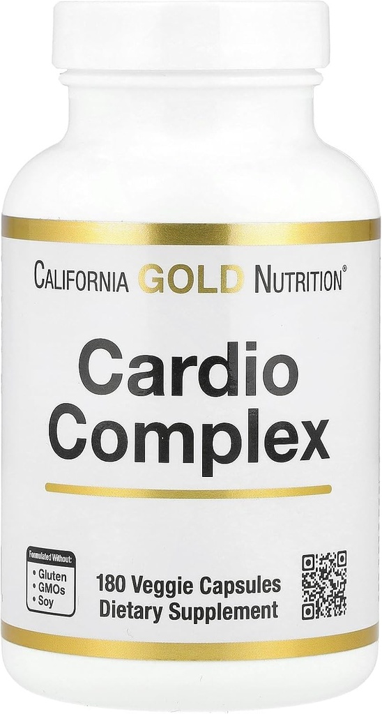 Complexe California Gold Nutrition Cardio avec mélange CardioAmino, mélange CardioPhyto et Coenzyme Q10, 180 Capsules de Veggie