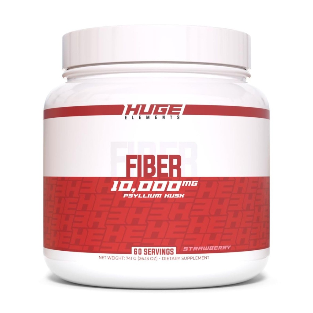 Suppléments énormes fibre, 10 grammes de poudre de musc de psyllium premium, fibre soluble pour la santé et les fonctions digestives, prébiotique naturel avec des saveurs délicieuses (60 portions) (Strawberry)