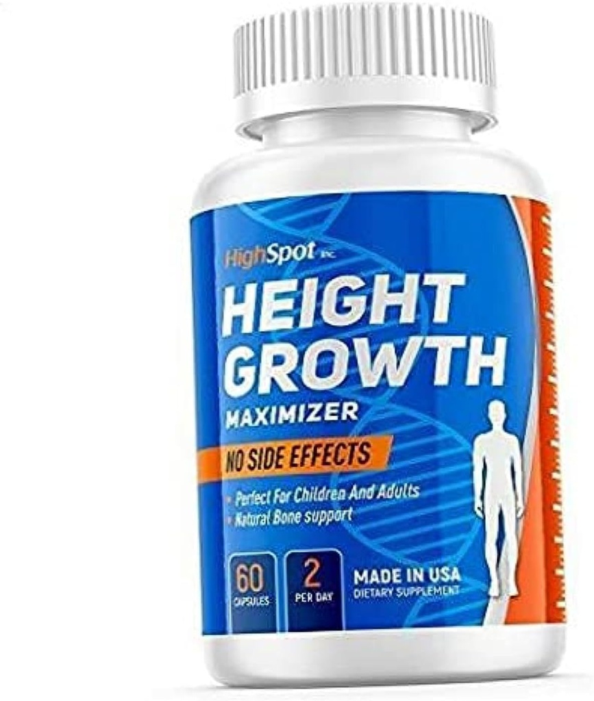 Croissance en hauteur - Maximiseur de croissance en hauteur - Calcium, Vitamine D3, B1, B2 - Supplément de taller de croissance - Supplément de croissance en os - Fabriqué aux États-Unis (Blanc)
