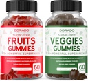 Supplément de fruits et légumes (120 Gummies) - Super nourriture sans sucre Premium Super Green & Gummies de fruits pour les adultes - Immunity Support for Men & Women - Non OGM, Vegan Safe & Made in USA