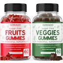 Supplément de fruits et légumes (120 Gummies) - Super nourriture sans sucre Premium Super Green & Gummies de fruits pour les adultes - Immunity Support for Men & Women - Non OGM, Vegan Safe & Made in USA