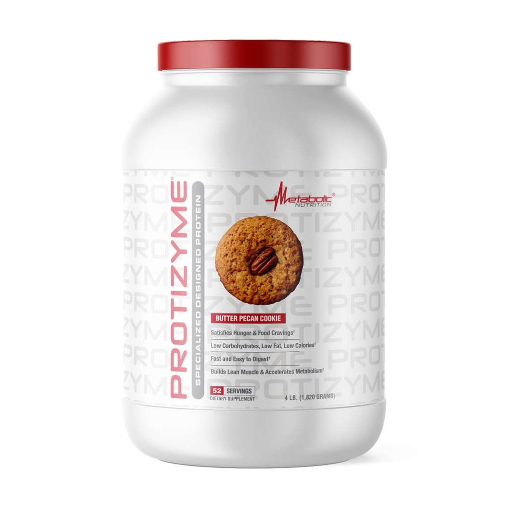 Metabolic Nutrition, Protizyme, 100% Whey Protein Powder, High Protein, Low Carb, Low Fat Whey Protein, Digestive Enzymes, 24 Essential Vitamins and Minerals, 4 Pound (52 ser)