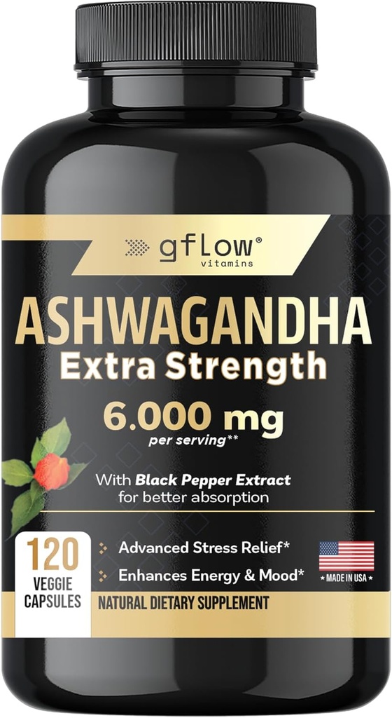 Ashwagandha Suppléments pour les femmes et les hommes 6000mg.