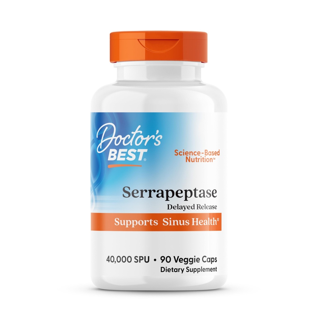Le BEST Serrapeptase, 40 000 SPU, soutient la santé des sinus, non-OGM, végétalien 90 Veggie Caps