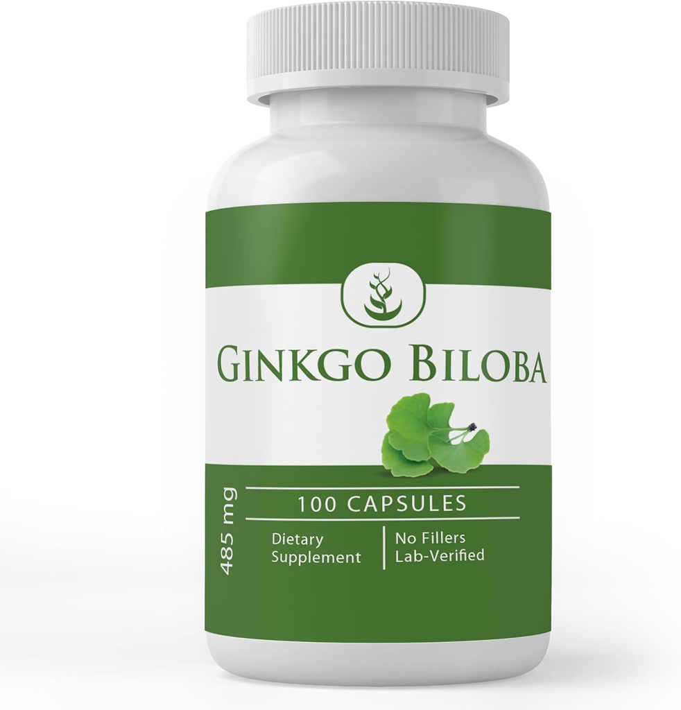 INGRÉDIENTS ORIGINAUX Ginkgo Biloba, (100 Capsules) Toujours Pure, Pas d'additifs ou de remplissage, Lab Vérifié