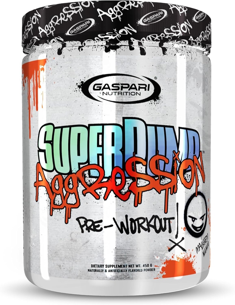 Gaspari Nutrition SuperPump Aggression Pre-Workout: Énergie, Focus, Endurance et Recovery, avec Créatine et Caféine (25 Serviettes, Mayhem Mango)
