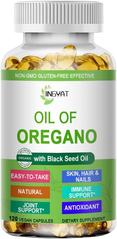 Oil of Oregano Softgels,Organics Oil of Oregano with Black Seed Oil for Immune Support Digestive Health Seasonal Herbal,High Carvacrol & Thymoquinone Oregano Oil,Plant Based,Non-GMO,120 Count