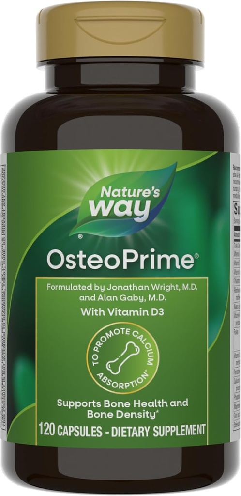 Nature's Way OsteoPrime, soutient la santé osseuse et la densité*, vitamine D3, sans gluten, 120 capsules végétariennes (paquetage mai vary)