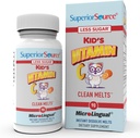Source supérieure de vitamine C pour les enfants Melts propres - Supplément de soutien immunitaire pour les enfants - Moins de sucre - Non-OGM, sans gluten et sans conservateur - 90 comprimés à diffusion instantanée microLinguale