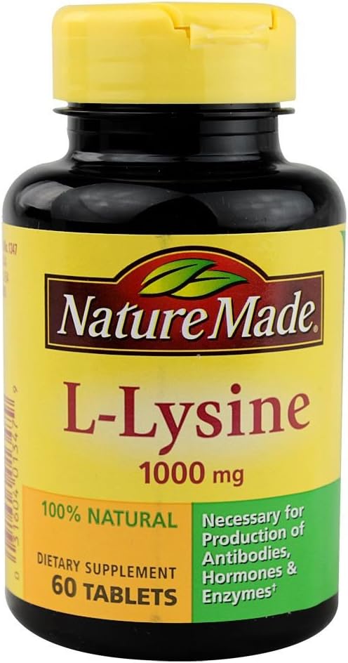 Nature Made Extra Strength L-Lysine 1000 mg Comprimés, 60 Compte pour la synthèse des protéines (paquet de 3)