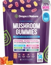 Ashwagandha Gummies and Lions Mane Mushroom Gummies Supplément - Organique - Reishi, Cordyceps, Turquie Tail, Maitake, Shitake, Chaga - Imune Defense, Boosts Performance cognitive, Vegan, Low Carb