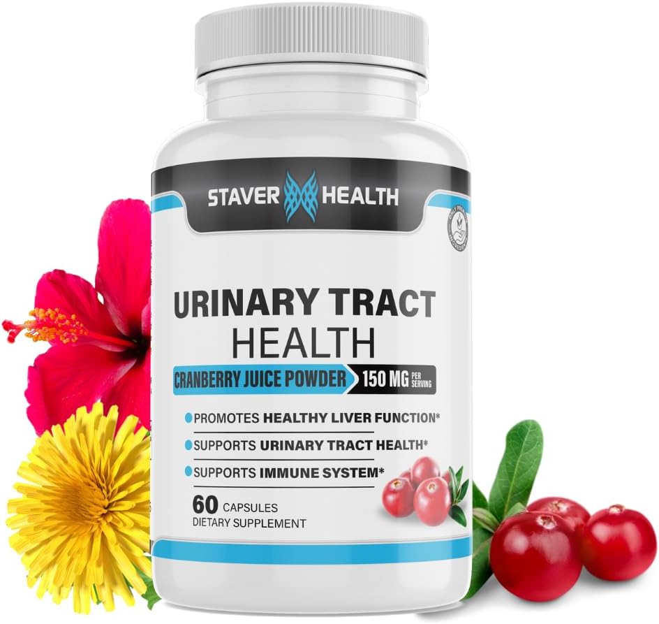 Santé urinaire, Pilules de canneberge pour les femmes, D Mannose 1000mg Capsules - Supplément d'herbe de Dandelion - Aide la santé des femmes, 60 CT