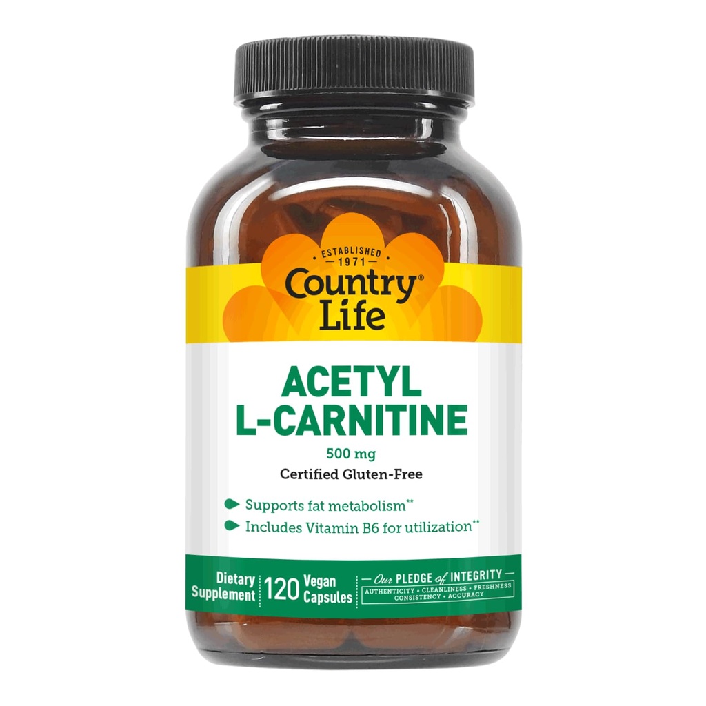 Pays Vie Acétyl L-Carnitine, 500 mg, avec B-6 - 120 gélules de végétalien