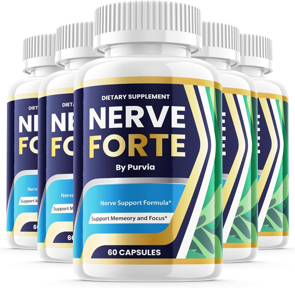 (5 Pack) Nerve Forte Pills, Nerve Forte Capsules Advanced Strength Formula for Overall Wellness Support, Nerve Forte Reviews, Nerveforte Maximum Performance Vitamin Supplement Support (300 Capsules)
