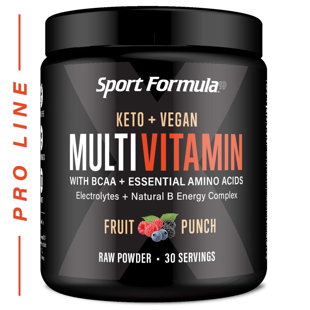 Poudre de multivitamine - Mélange de boisson pour hommes femmes BCAA Amino Acids Won=T Upset Your Stomach - Kéto Vegan Multivitamine Fruit Punch - Electrolytes Super B complexe Enzyme digestive