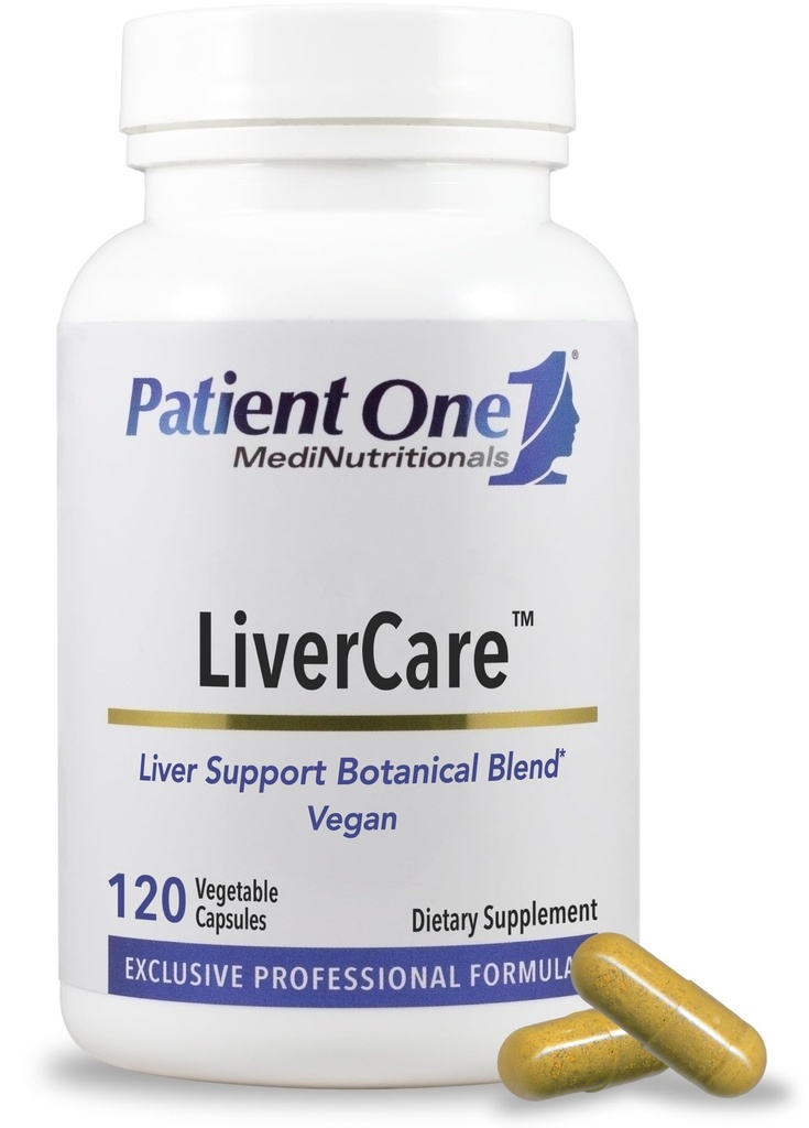 Patient Un supplément de soin pour soutenir la santé du foie* avec le chardon, le glutathion, le curcuma, l'artichaut et plus de 120 capsules