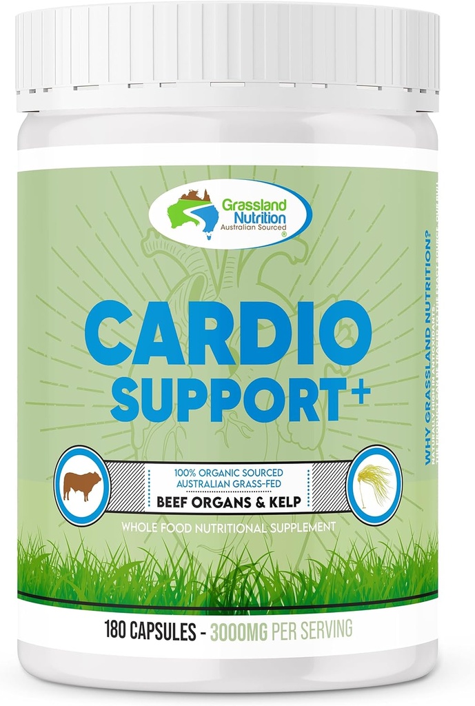 NUTRITION GRASSLAND 100% Bio Australien: Cardio Support Boeuf Organ Mix - CoQ10, B12, Iodine (180 Capsules)