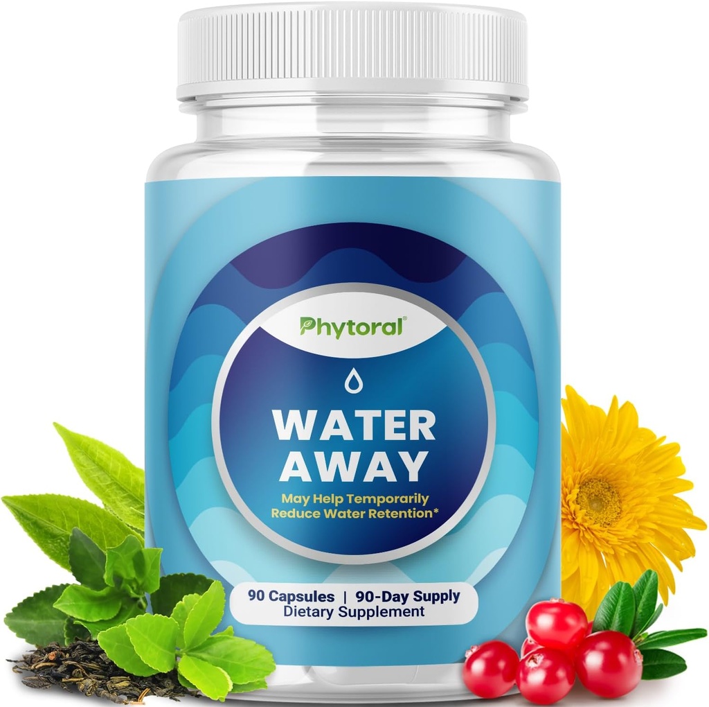 Pilules de rétention d'eau pour les femmes et les hommes - Suppléments diurétiques à base de plantes - Supplément de rétention de liquide avec extrait de feuille de dandelion et thé vert pour le soulagement des ballonnements - Pilules pour gonflement des jambes et des pieds - 90 Comte