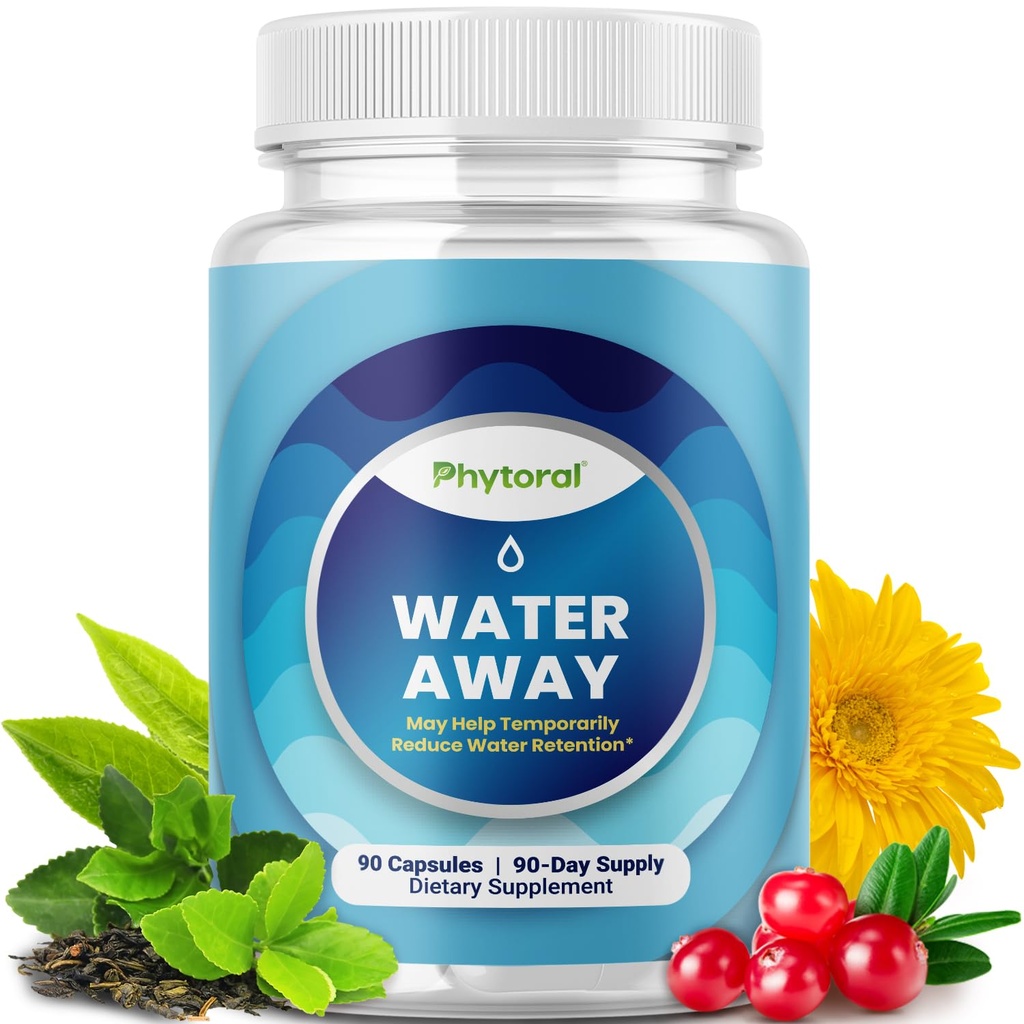 Pilules de rétention d'eau pour les femmes et les hommes - Suppléments diurétiques à base de plantes - Supplément de rétention de liquide avec extrait de feuille de dandelion et thé vert pour le soulagement des ballonnements - Pilules pour gonflement des jambes et des pieds - 90 Comte
