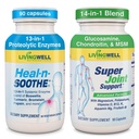 HEAL-N-SOOTHE & Super Joint Support Supplements Bundle- Proteolytic Enzymes (Bromelain & Papain), Glucosamine, MSM, & Turmeric for Strong Joints, Flexibility & Body Wellness – 180 Capsules (2 Pack)