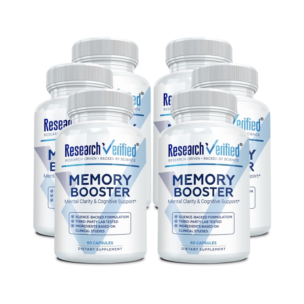 Research Verified Memory Booster - Nootropic Supplement - Améliorer la cognition et la mémoire - Lions Mane, Ginkgo Biloba, BioPerine - 6 mois d'approvisionnement - Non-OGM - Fabriqué aux États-Unis