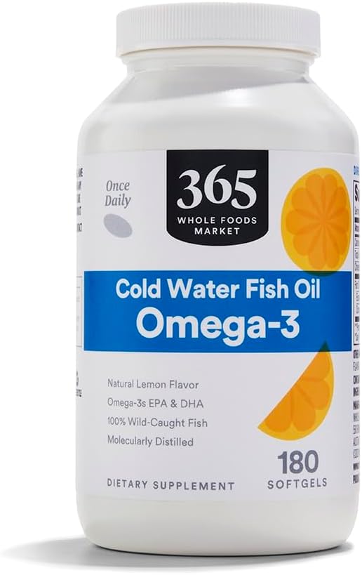 365 par Marché des aliments entiers, Oméga-3 Citron, 180 ct
