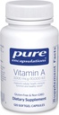 Encapsulations pures Vitamine A - 3 000 mcg - de l'huile de foie de morue - Immune et soutien de la vision* - Supplément de palmitate de vitamine A - Non-OGM - 120 capsules de softgel