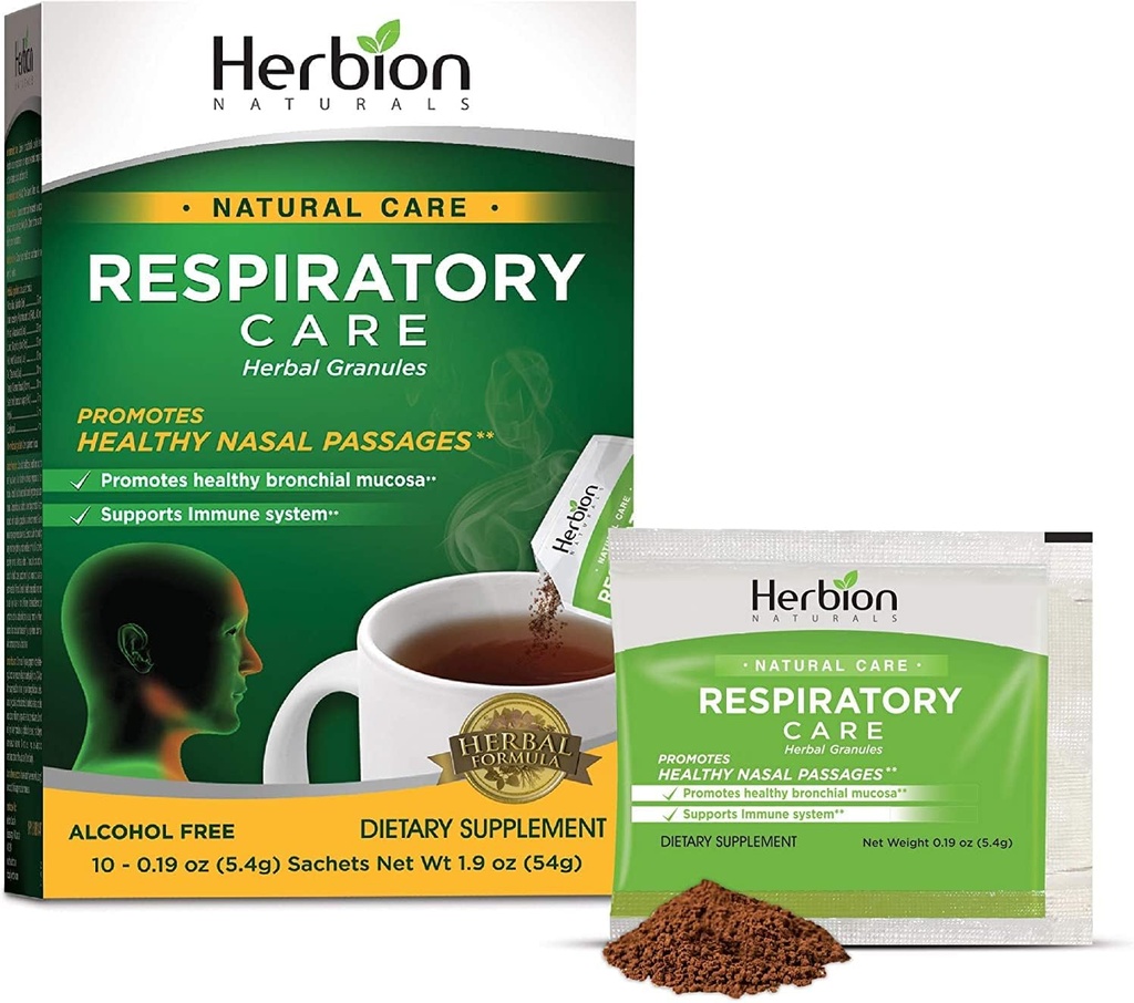 HERBION Naturals Soins respiratoires Granules à base de plantes 10 Ct, pour toute la famille, fonction respiratoire saine, soulage la toux, 10 Compte, paquet de 1