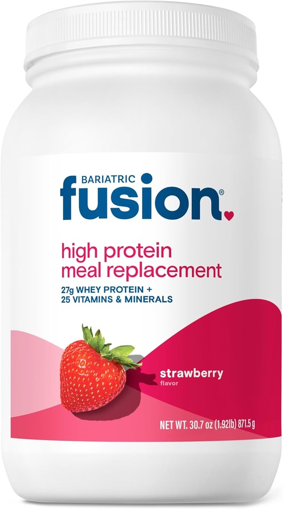 Remplacement des repas de fraise de fusion bariatrique 27g Poudre de protéines, 21 Tuyau de service pour les patients de chirurgie bariatrique, y compris le pont gastrique et la gastrectomie des manches - Pas de gluten, d'aspartame ou de sucre