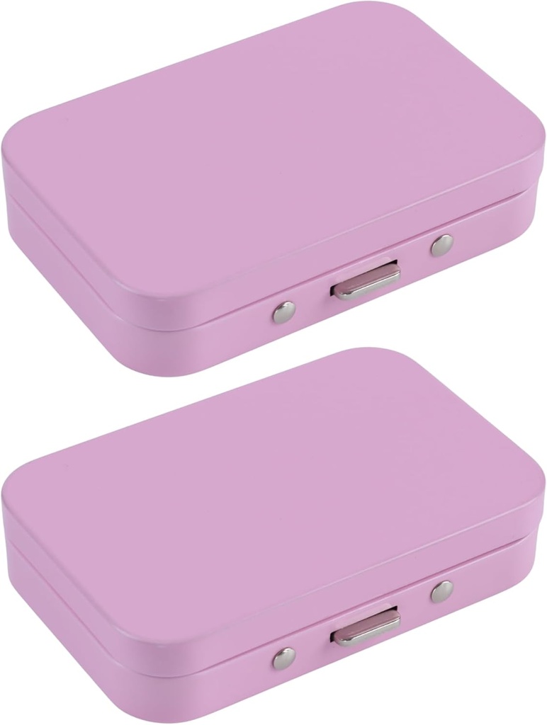 2 PCS Pill Box with Mirror, Portable 3 Compartment Medicine Pill Organizer, Cute Small Pill Case Supplement Organizer Pill Holder for Purse Travel(Pink)