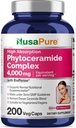 NusaPure Phytocéramide Complexe 10:1 Extrait, 1030 mg équivalent à 4000 mg 200 Capsules de Véggie (non-OGM) Biopérine