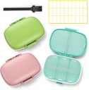 3 Pack 8 Compartiments Travel Pill Box,Pill Organizer 7 jours Preuve d'humidité Petit cas de pilule pour la purse de poche quotidien Portable médicament contenant un contenant de vitamine (Pink+Blue+Green)