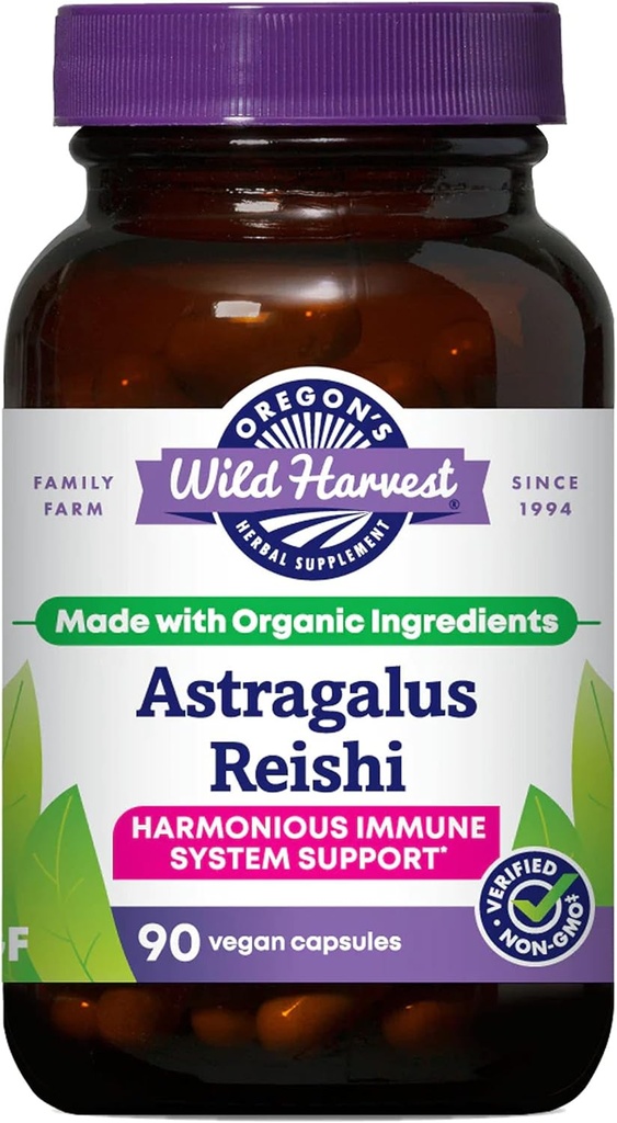 Oregon's Wild Harvest Astragalus Reishi Organic Herbal Supplement, 90 Count
