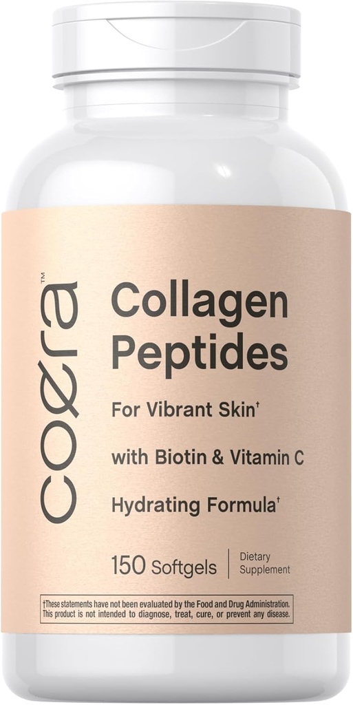 Pilules de peptide de collagène Horbäach : 150 capsules de softgel pour la peau vibrante. Biotine et vitamine.