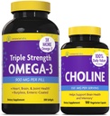 InnovixLabs Choline & Triple Omega-3 Bitartrate de Choline 550mg (100 Capsules) Triple Strength Omega (200 Softgels). Soutient la mémoire, l'humeur, la santé cérébrale et le renforcement cognitif.*
