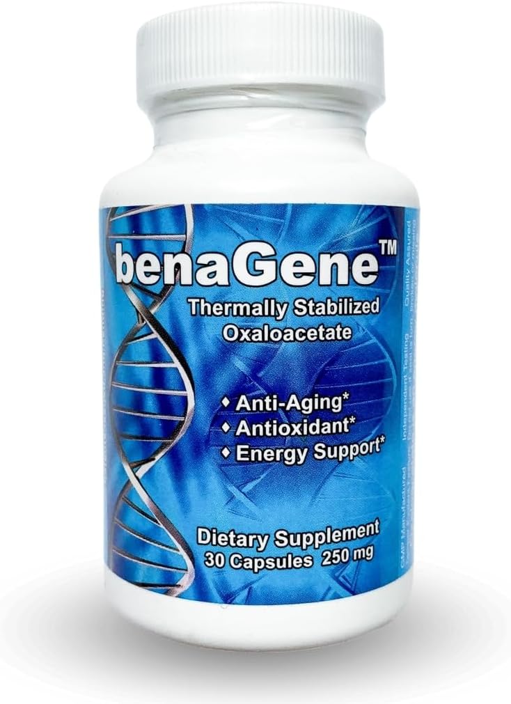 Benagene Oxaloacétate Supplément - Supporte l'énergie cellulaire - Stabilisé thermiquement avec la vitamine C - Non-OGM et végétalien - 30 portions, une fois par jour