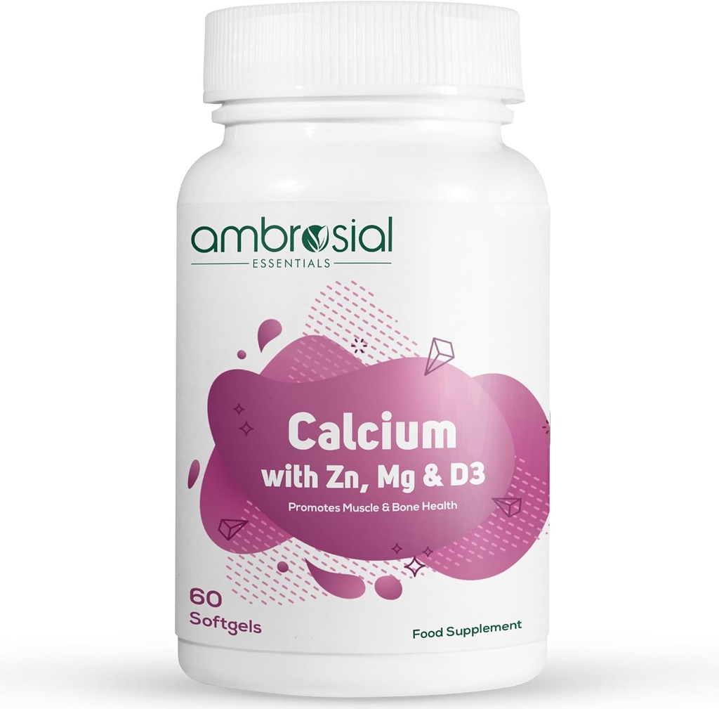 AMBROSIAL Calcium Magnésium Zinc avec vitamine D3 Boîte de 1-60 Capsules