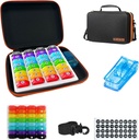Monthly Pill Organizer 1Time A Day,Pill Organizer Monthly 1Time A Day with 32 Daily Compartments&1Pill Cutter&1Travel Case&1Shoulder Straps&2PCS 31 Days Sticker.Comfortable Handle,BPA-Free.