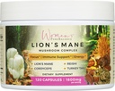 Gélules de complément de champignons de lion PureBalance pour femmes avec Reishi, Cordyceps, Turkey Tail – Cerveau Nootropic pour la mémoire, Focus, Énergie naturelle, & Immune Support, Non-OGM (120 capsules)