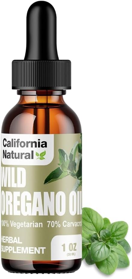 Huile d'origan sauvage 1 oz bouteille - California Natural - Système immunitaire et soutien digestif - Promouvoir la santé Gut et la digestion saine - 100% végétarien - 70% Carvacrol - supplément à base de plantes - 1 oz