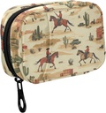 Fustylead Cowboy Riding Horse and Desert Cactus Pill Organizer for Purse, Weekly Portable Pill Box with Zipper to Storage Vitamines Huiles de poisson Médicaments Suppléments