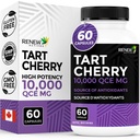 Renouveler Actives Tart Cherry Extra 500mg par 2 capsules – Antioxydant de haute capacité pour une protection et un bien-être radicaux gratuits – 60 capsules faciles à avaler – Fabriquées au Canada