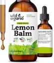 Drops de baume de citron sauvage et biologique - Supplément d'extrait de feuille de baume de citron relaxant - Apaisant la teinture Melissa Officinalis - Vegan, Sucre et Sans alcool - 2 fl oz