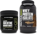 NutraBio Créatine monohydratée, non aromatisée, 150g et Isolate de protéines de lactosérum, chocolat hollandais, supplément - énergie musculaire, croissance musculaire maigre, récupération et force