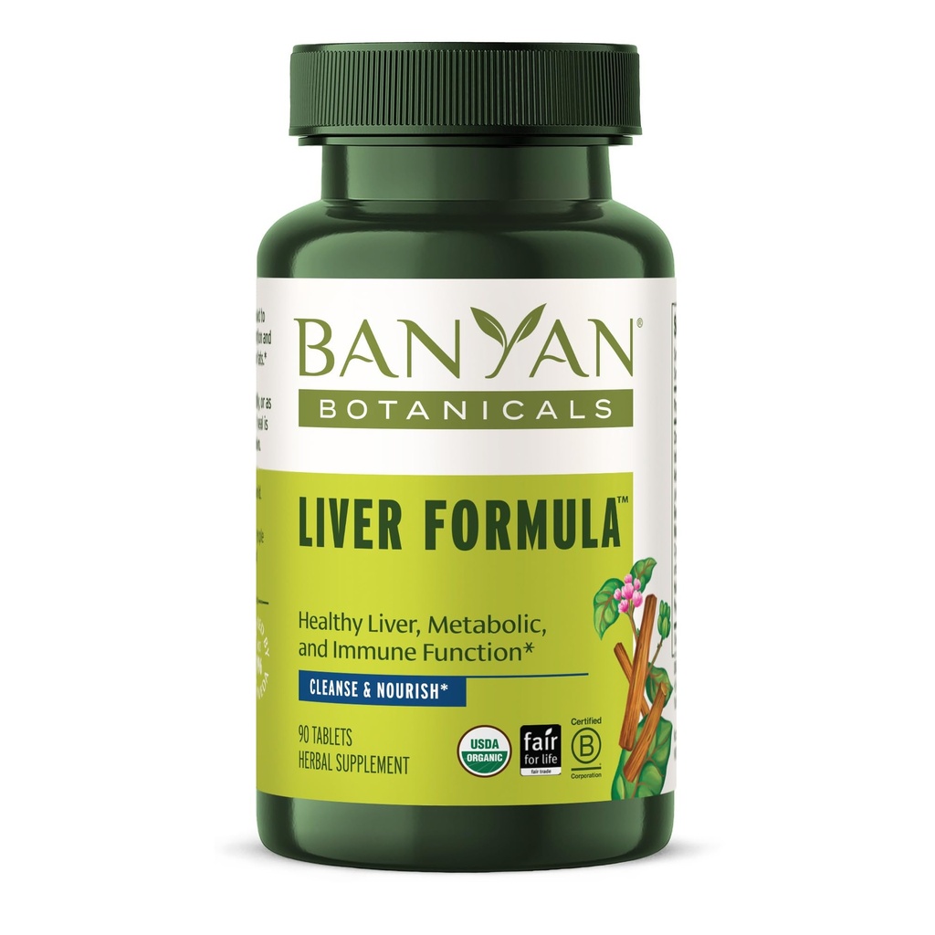 Banyan Botanicals Organic Liver Formula – Detox & Gallbladder Support – Cooling Bitter Herbs for Bile Production & Systemic Cleansing – with Guduchi & Punarnava – 90 Tablets – USDA Organic