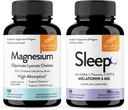 Sandhu's Magnésium Glycinate Lysinate Facile à avaler 120 Capsules & Sommeil 60 Capsules – Non-Habit formant 5-en-1 Supplément d'aide au sommeil