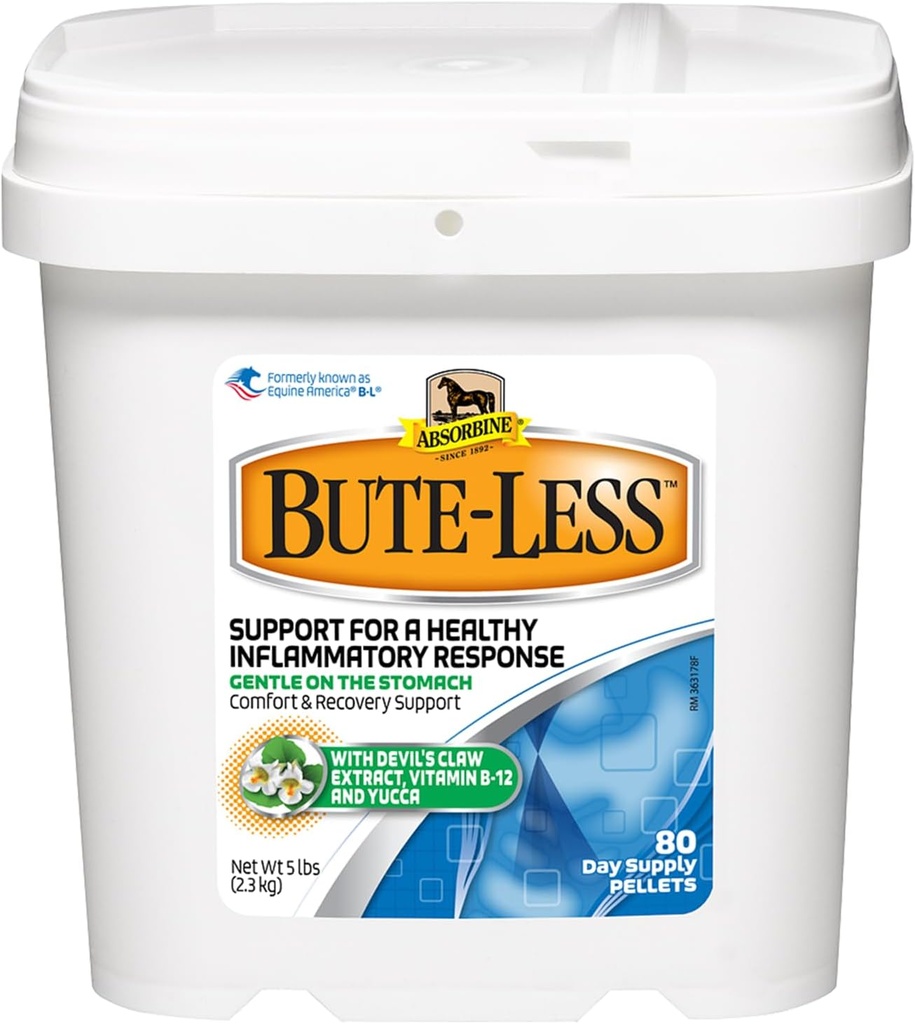 Absorbine Bute-Less Comfort & Recovery Supplément Pellets, réponse inflammatoire saine, 5 lb / 80 jours
